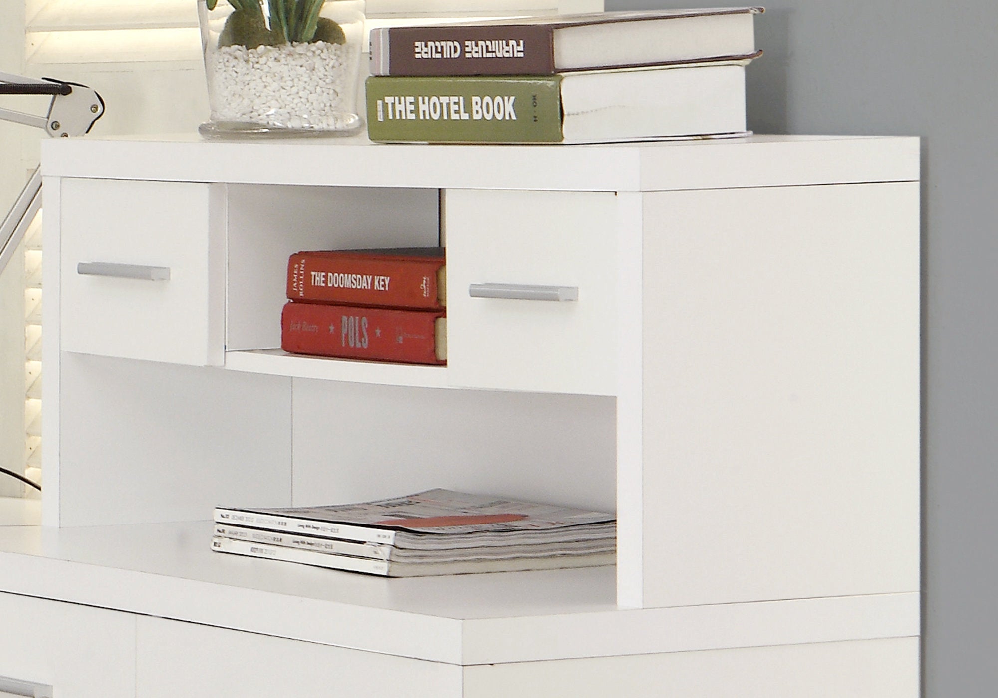 59" x 62.75" x 44.75" White Particle Board Hollow Core  Computer Desk