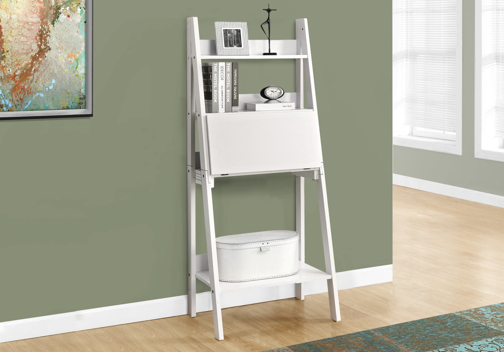 19" x 25.5" x 61" White Ladder Style  Computer Desk