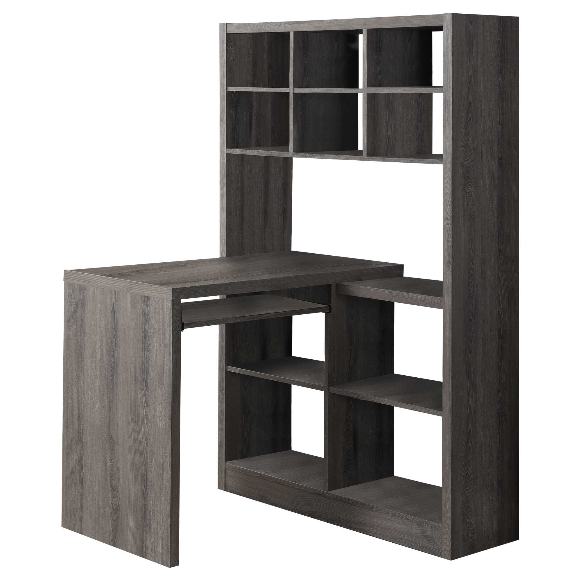 38" x 35.5" x 60" Dark Taupe Particle Board Hollow Core  Computer Desk