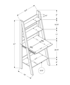 19" x 25.5" x 61" CappuccinoLadder Style  Computer Desk