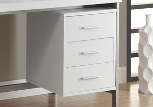 30" x 60" x 31" White  Silver  Particle Board  Hollow Core  Metal   Computer Desk With A Hollow Core