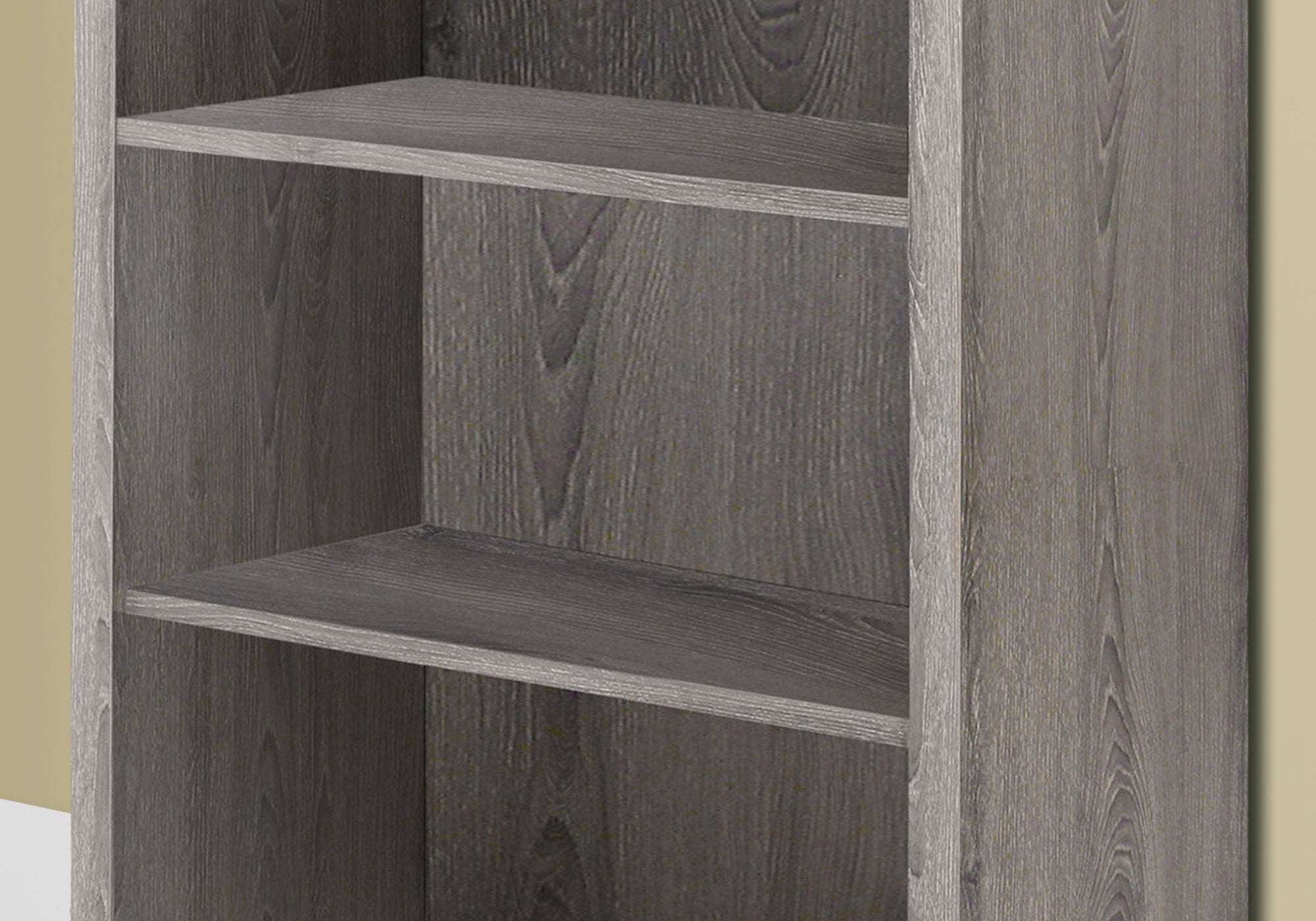 47.5" Dark Taupe Particle Board and MDF Bookshelf with Adjustable Shelves