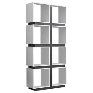 12" x 33.5" x 71.25" White Grey Particle Board Hollow Core  Bookcase With A Hollow Core