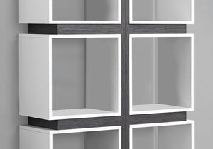 12" x 33.5" x 71.25" White Grey Particle Board Hollow Core  Bookcase With A Hollow Core
