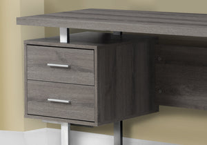 23.75" x 60" x 30.25" Dark Taupe Silver Particle Board Hollow Core Metal  Computer Desk With A Hollow Core