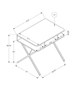 19.75" x 31.5" x 29.75" White Silver Metal  Computer Desk