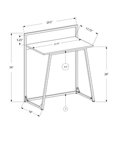 17.75" x 29.5" x 34" White Mdf Metal  Computer Desk