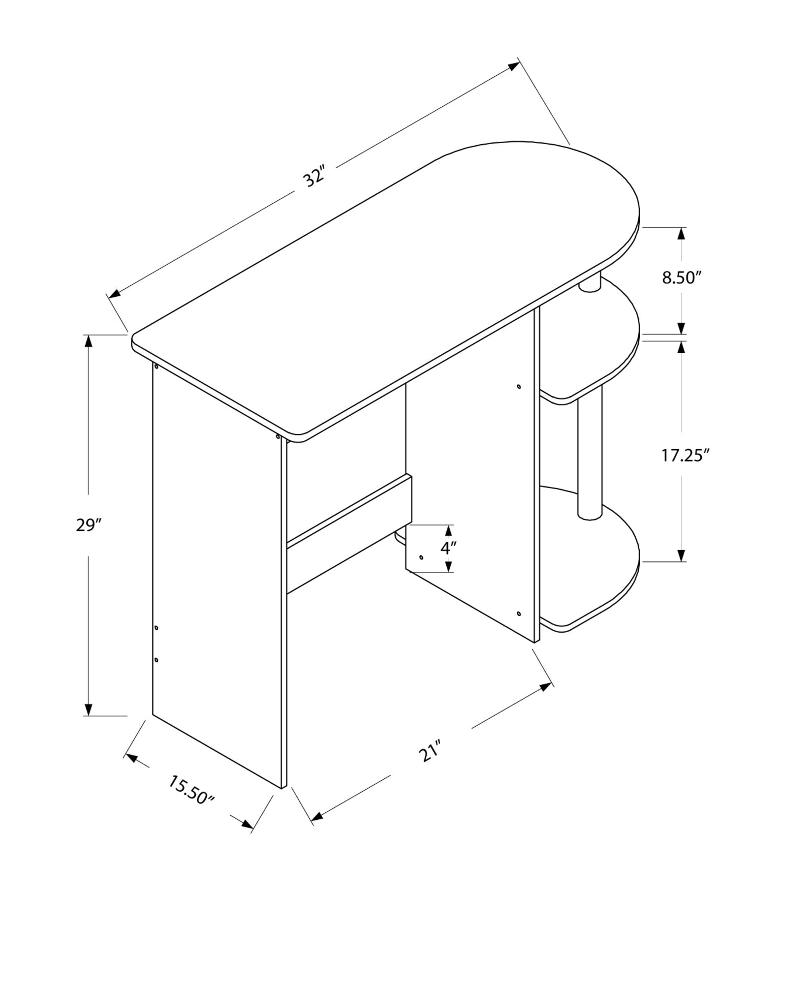 15.5" x 32" x 29" CappuccinoSilver Particle Board Laminate  Computer Desk