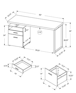 23.75" x 60" x 30" Walnut Silver Particle Board Hollow Core Metal  Computer Desk