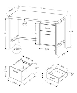 23.75" x 47.25" x 30.75" White Silver Particle Board Hollow Core Metal  Computer Desk