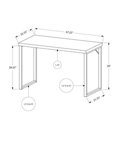 23.75" x 47.25" x 30" White Silver Particle Board Hollow Core Metal  Computer Desk
