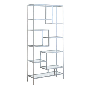 72" Metal and Tempered Glass Bookcase
