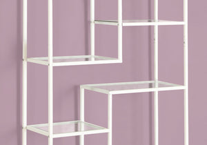 12" x 32" x 72" White  Clear  Tempered Glass  Metal   Bookcase