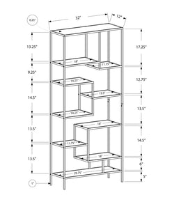 12" x 32" x 72" White  Clear  Tempered Glass  Metal   Bookcase