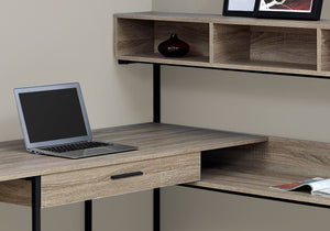 59" x 59" x 47.25" Taupe Black Metal  Corner Computer Desk