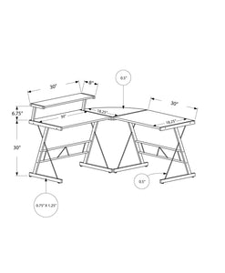 18.25" x 48.25" x 36.75" Cappuccino Silver Metal  Computer Desk