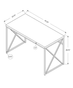 29.75" Dark Taupe Particle Board and Chrome Metal Computer Desk