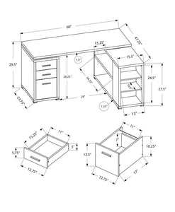 47.25" x 60" x 29" Natural Particle Board Hollow Core  Computer Desk