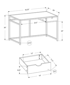 20" x 42.25" x 30" Dark Taupe Black Mdf Metal  Computer Desk