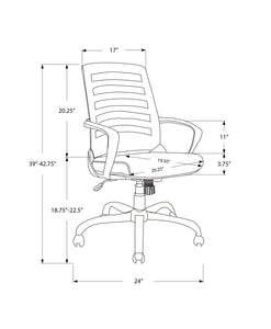 24.25" x 24" x 39" White Grey Foam Metal Nylon  Multi Position Office Chair