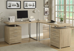 23.75" x 47.25" x 30" Natural Silver Particle Board Hollow Core Metal  Computer Desk