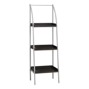 12" x 16" x 48" Cappuccino  Silver  Mdf  Metal   Bookshelf