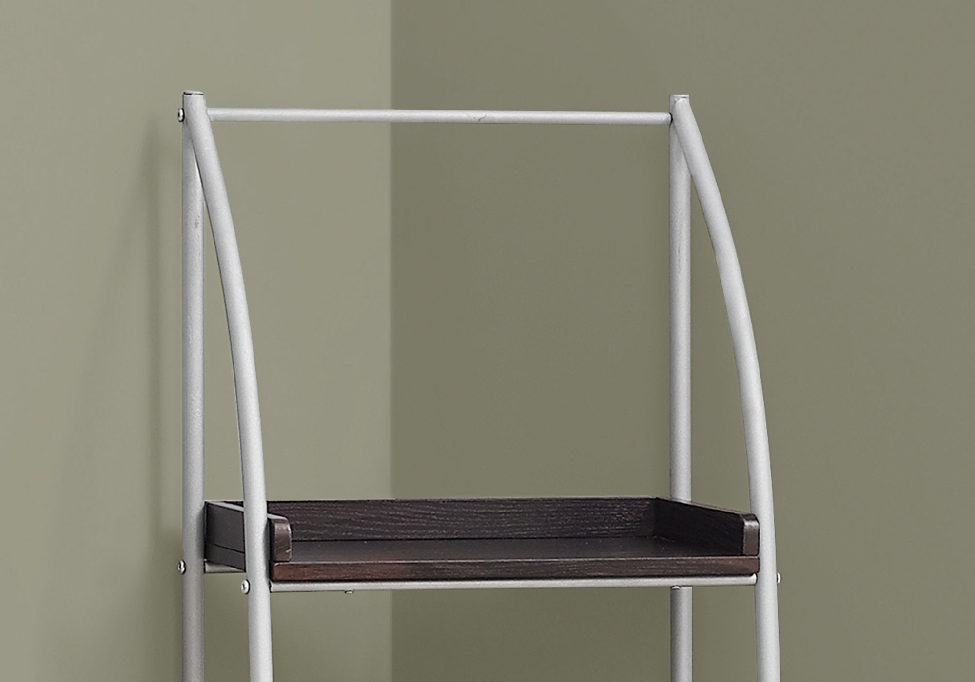 12" x 16" x 48" Cappuccino  Silver  Mdf  Metal   Bookshelf