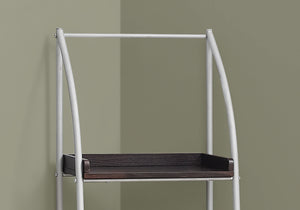 12" x 16" x 48" Cappuccino  Silver  Mdf  Metal   Bookshelf