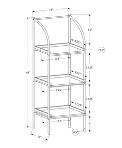 12" x 16" x 48" Cappuccino  Silver  Mdf  Metal   Bookshelf