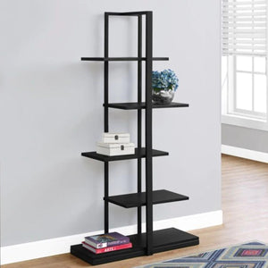 13" x 32" x 60" Black  Mdf  Metal   Bookshelf