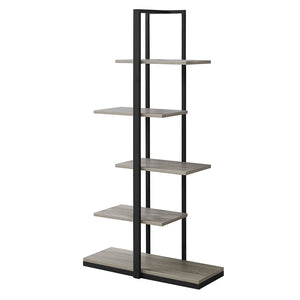 13" x 32" x 60" Dark Taupe  Black  Mdf  Metal   Bookshelf