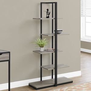 13" x 32" x 60" Dark Taupe  Black  Mdf  Metal   Bookshelf