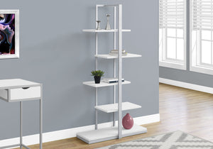 13" x 32" x 60" White  Silver  Mdf  Metal   Bookshelf