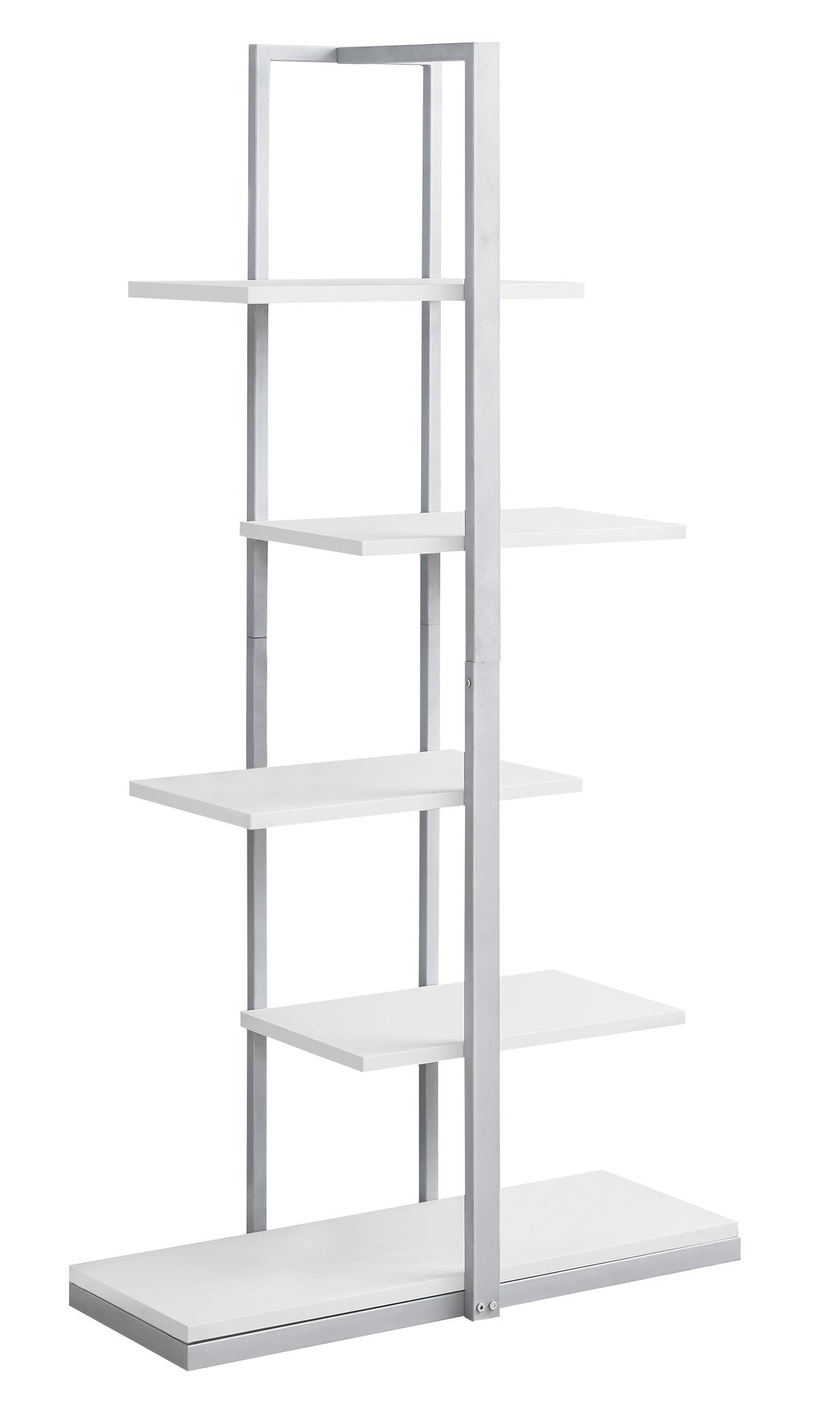 13" x 32" x 60" White  Silver  Mdf  Metal   Bookshelf