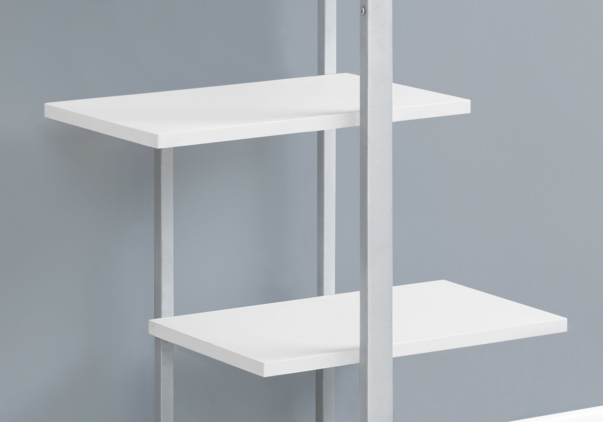 13" x 32" x 60" White  Silver  Mdf  Metal   Bookshelf