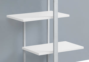 13" x 32" x 60" White  Silver  Mdf  Metal   Bookshelf