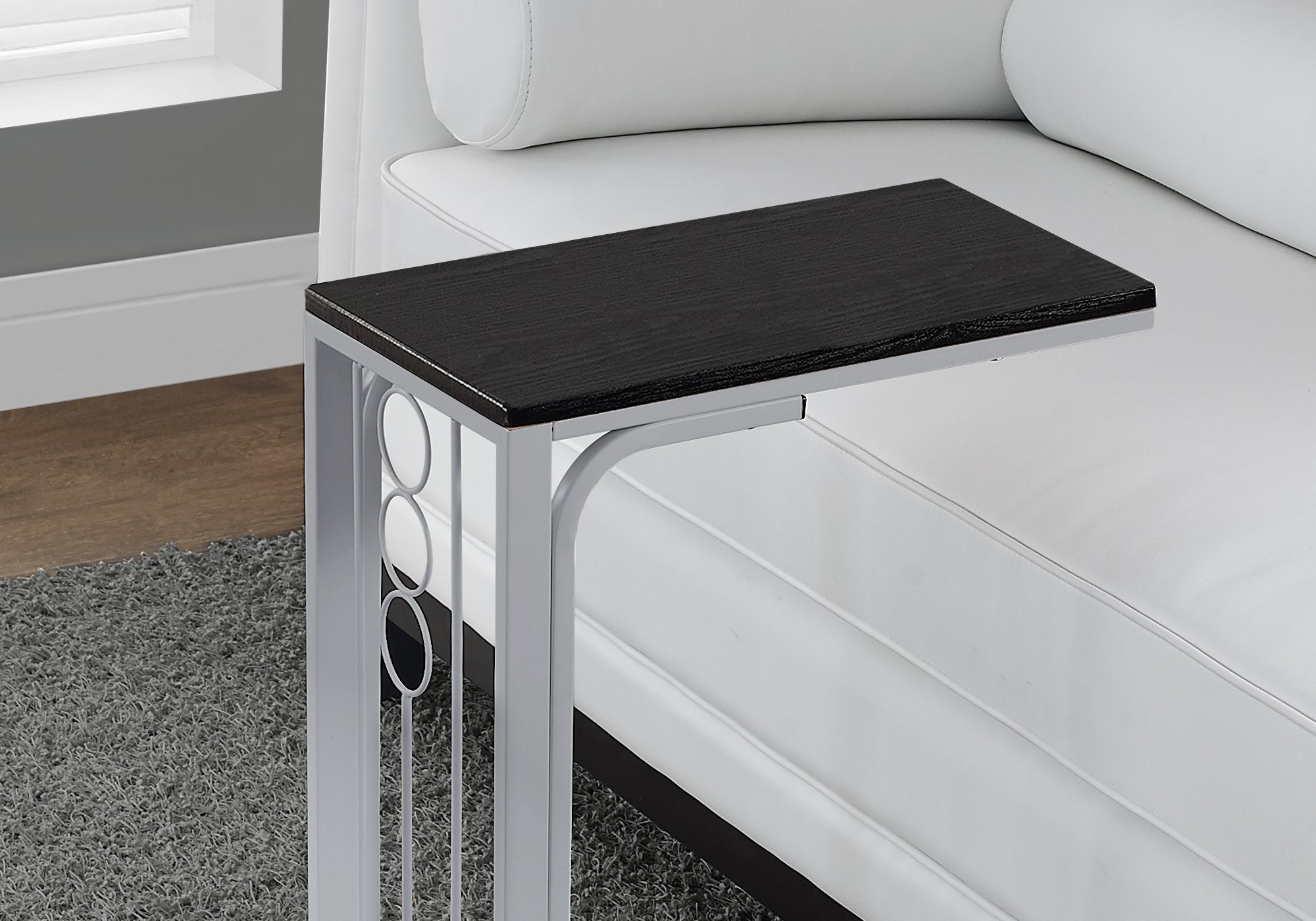 13.25" x 32" x 60" Black Silver Mdf Metal  Bookshelf