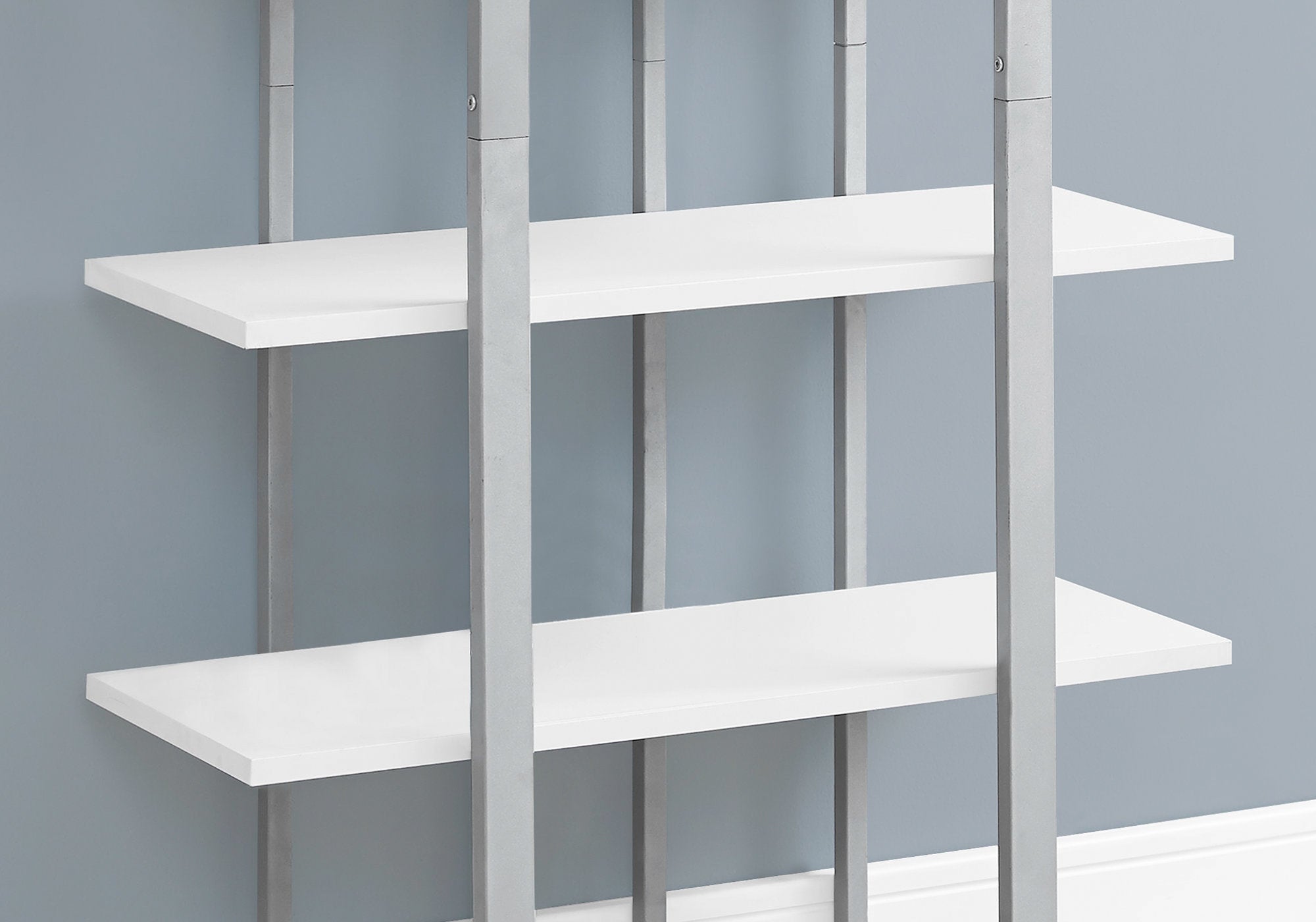 60" 4 Tier Bookcase WhitewithSilver Metal