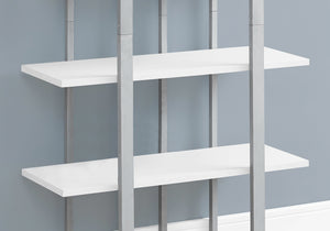 60" 4 Tier Bookcase WhitewithSilver Metal