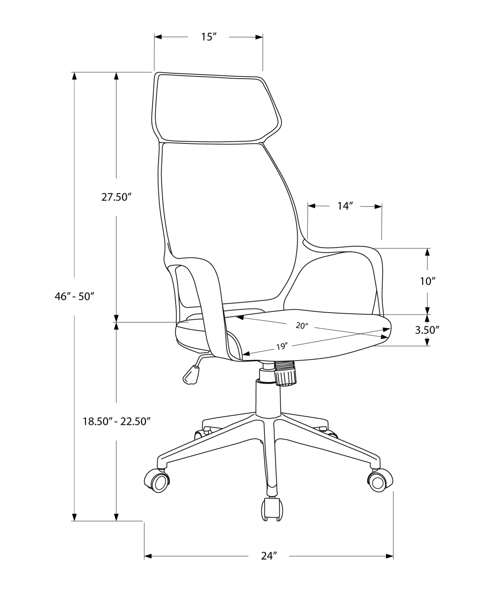 26" x 25" x 96" Black  Foam  Polypropylene  Microfiber  High Back Office Chair