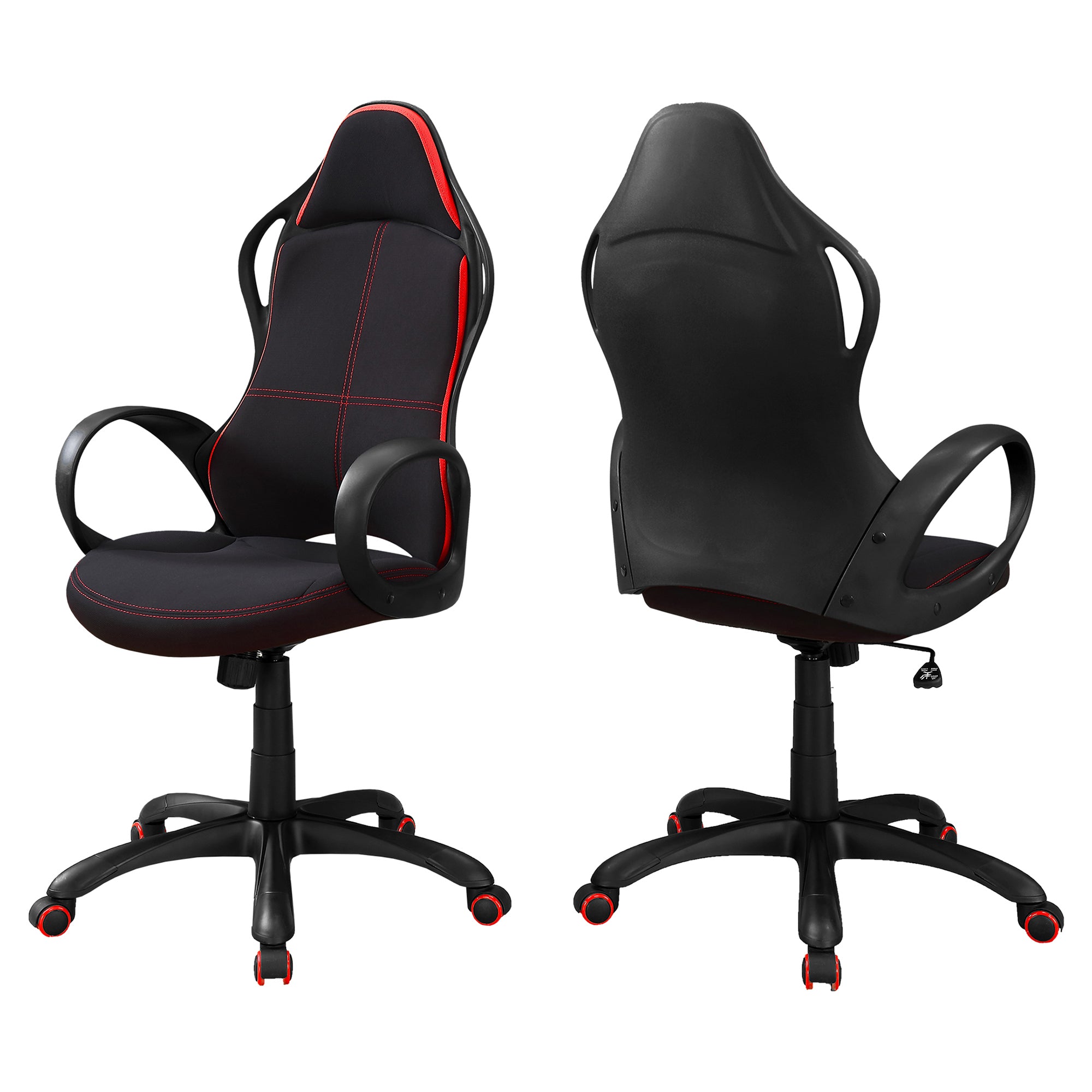 46" Black and Red Fabric  MDF  Metal  Polypropylene Multi Position Office Chair