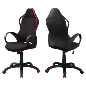 46" Black and Red Fabric  MDF  Metal  Polypropylene Multi Position Office Chair