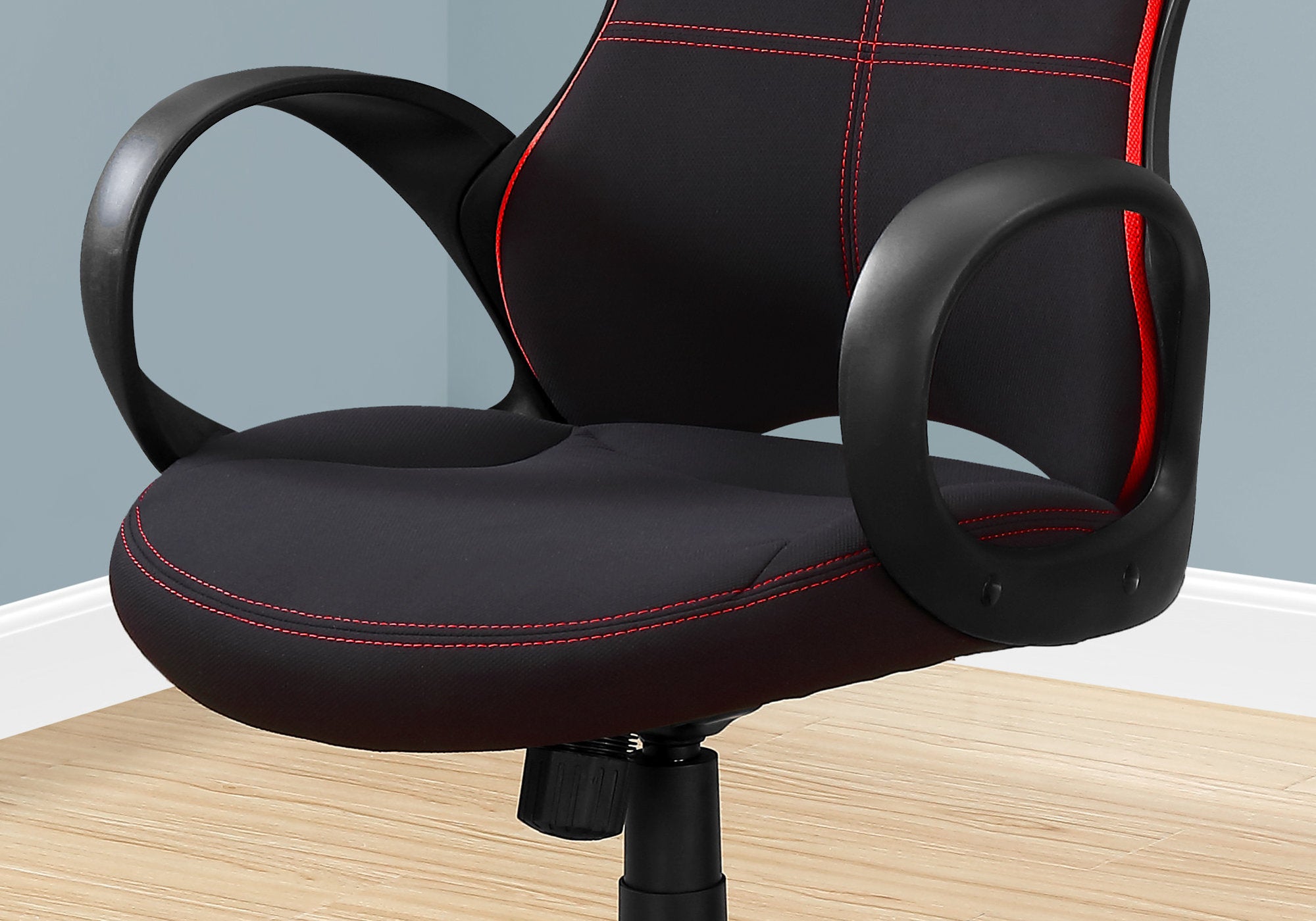 46" Black and Red Fabric  MDF  Metal  Polypropylene Multi Position Office Chair