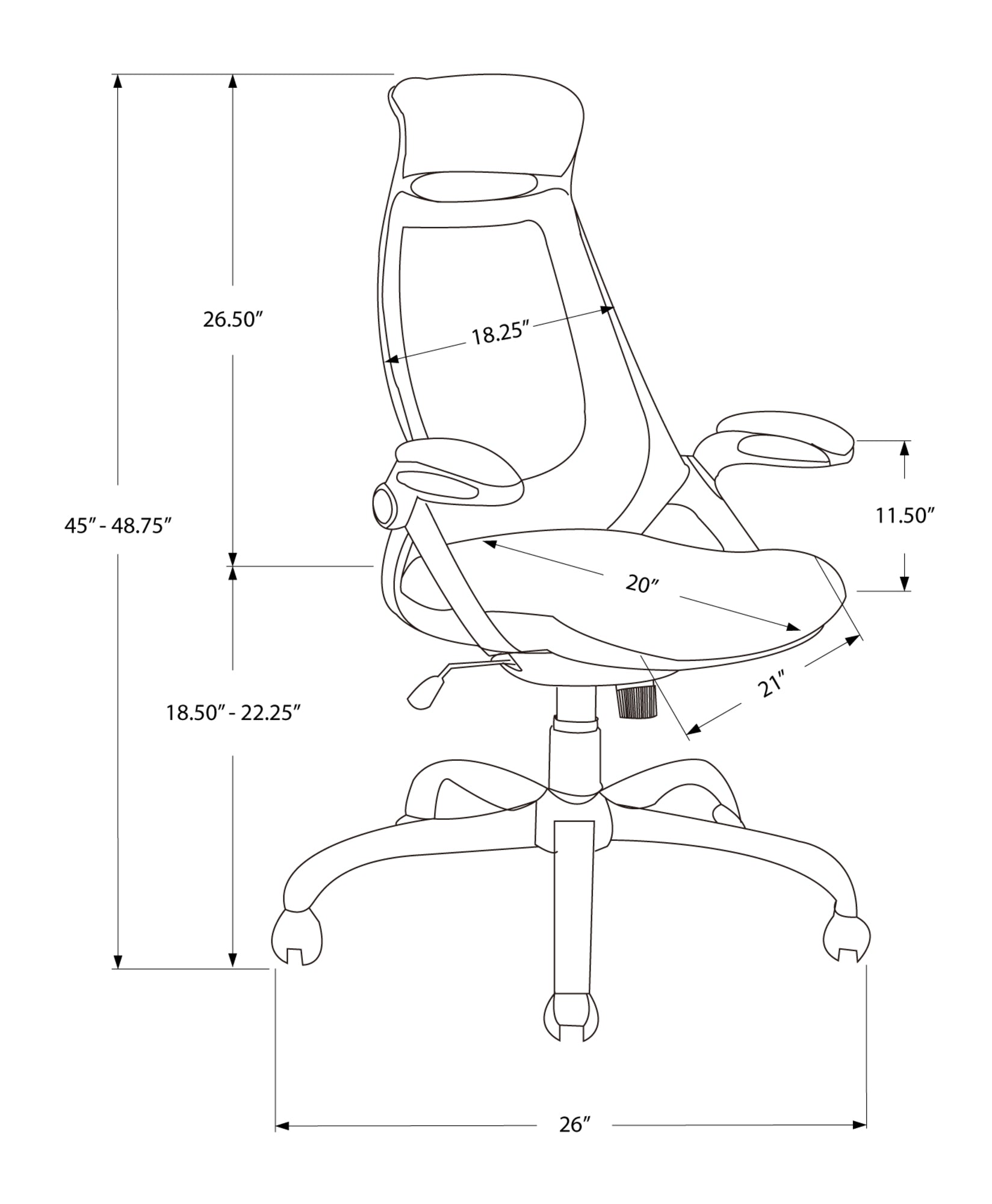 23.75" x 28" x 93.75" White Grey Foam  Office Chair With A High Back