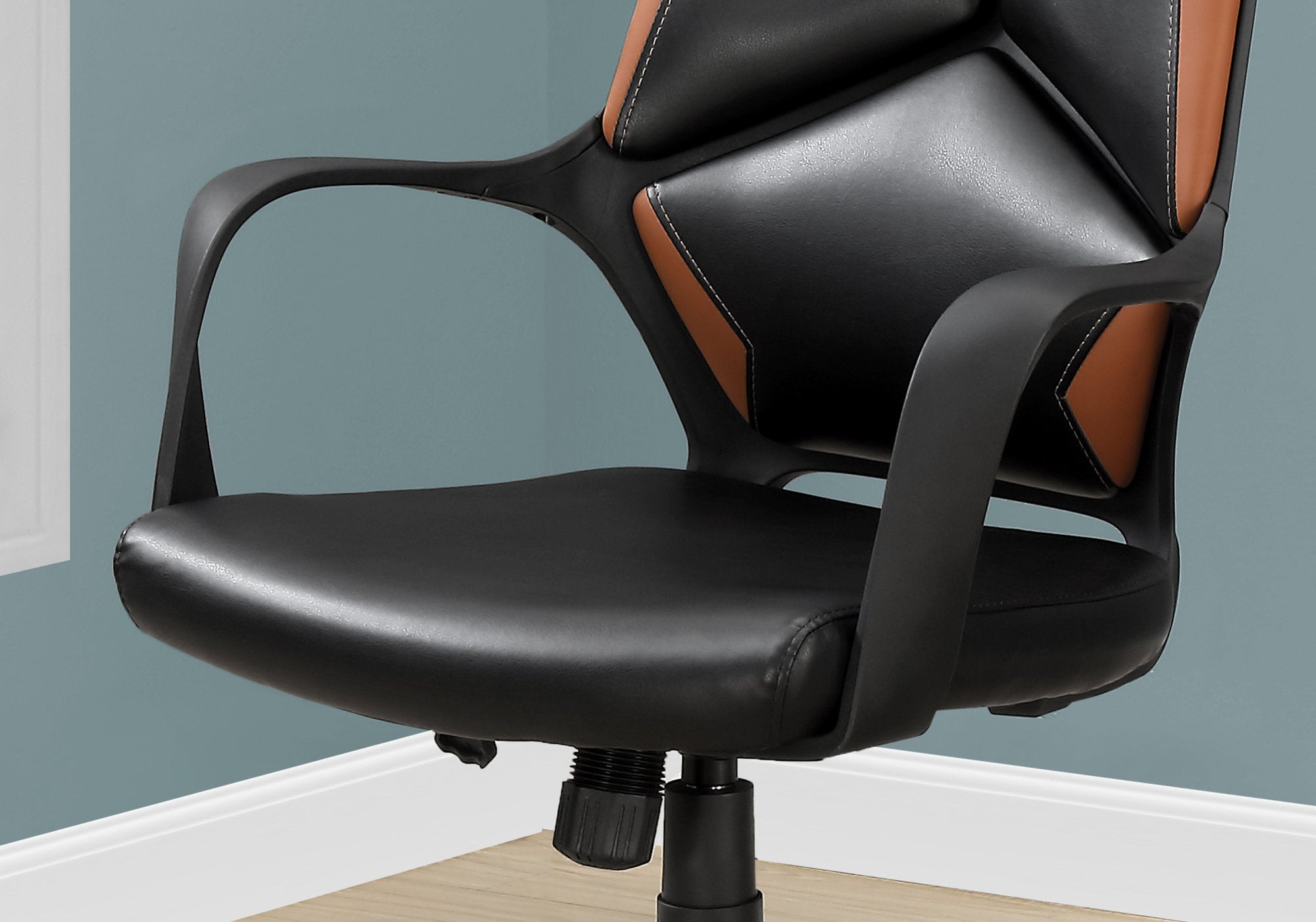 24.5" x 25" x 95.5" Black Brown Foam MetalLeather Look  Office Chair