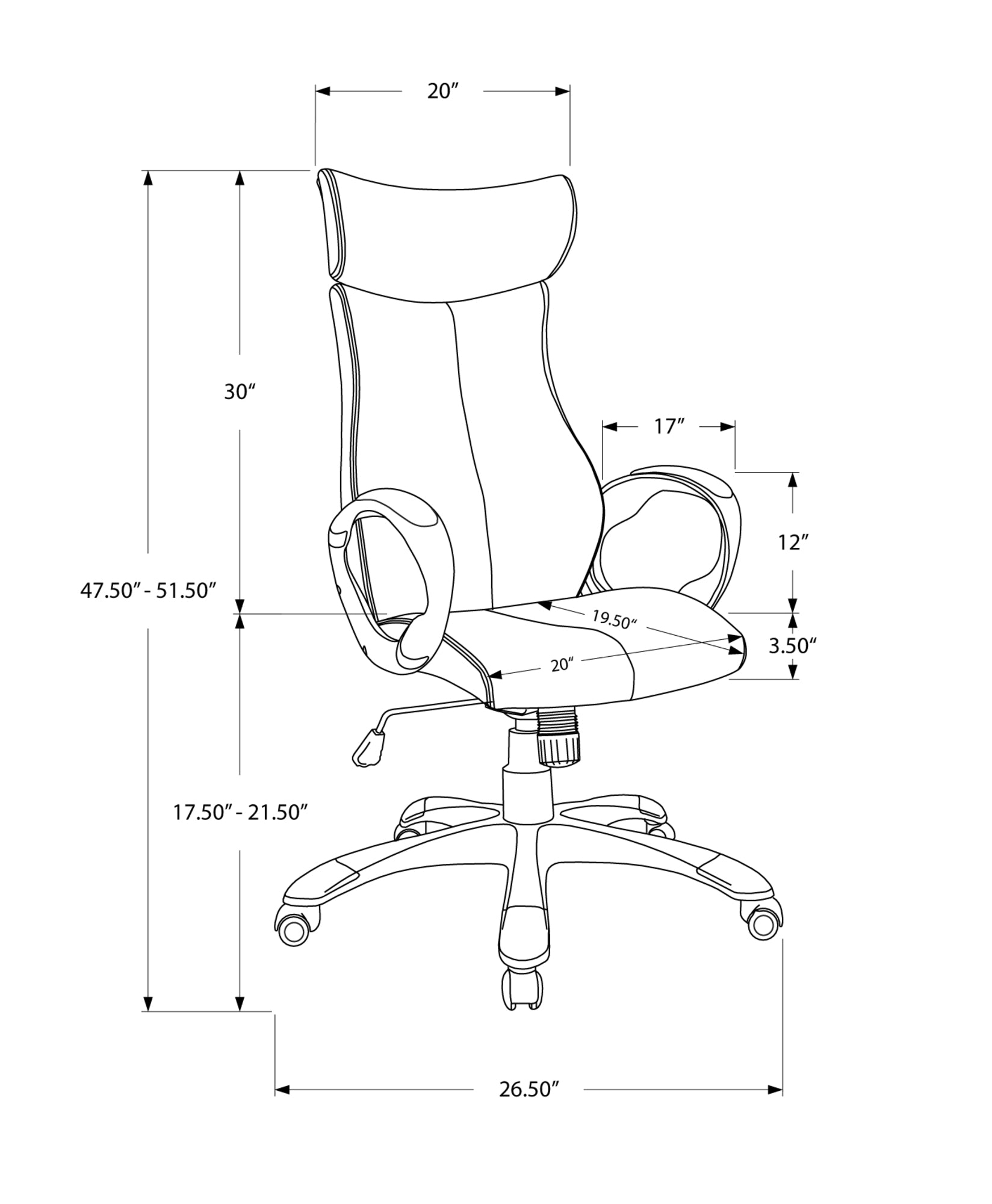 26" x 25.5" x 99" Black Silver Foam Metal  High Back Office Chair