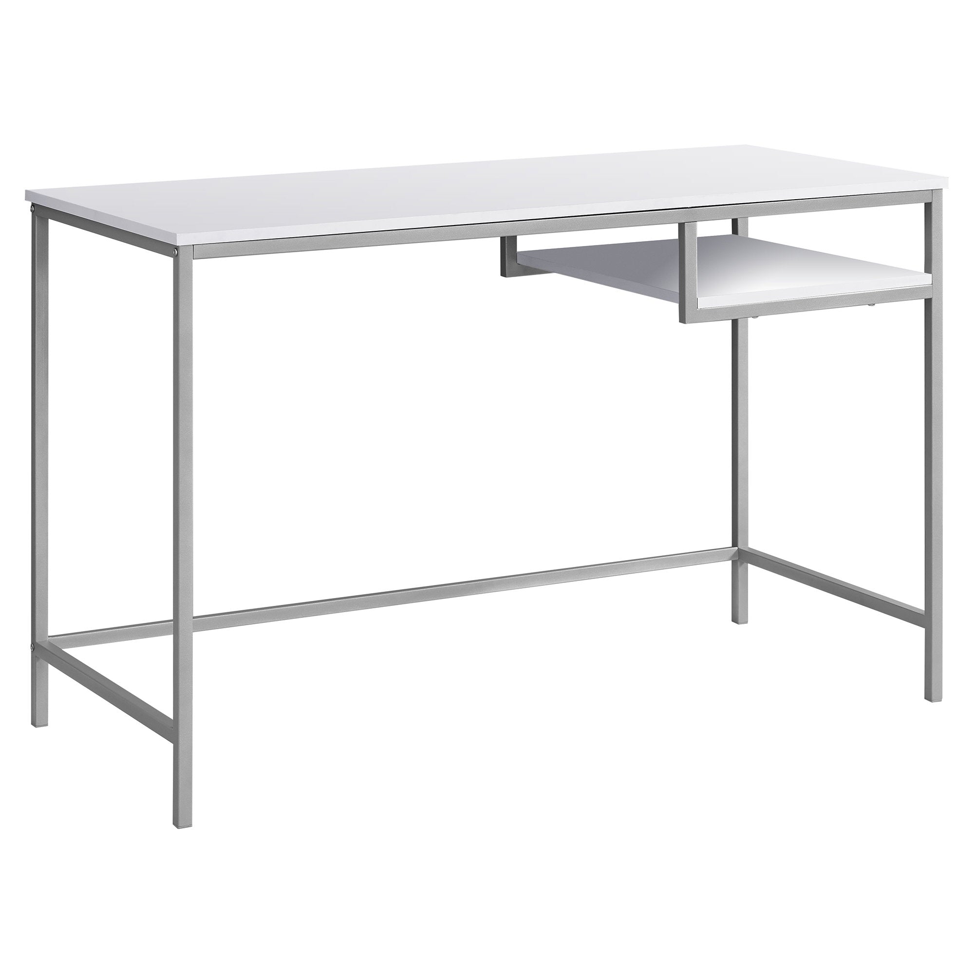 30" White MDF and White Metal Computer Desk