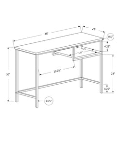 30" Dark Taupe MDF and Black Metal Computer Desk