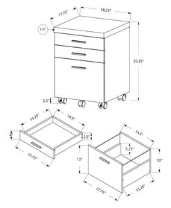 17.75" x 18.25" x 25.25" Black Grey Particle Board 3 Drawers  Filing Cabinet