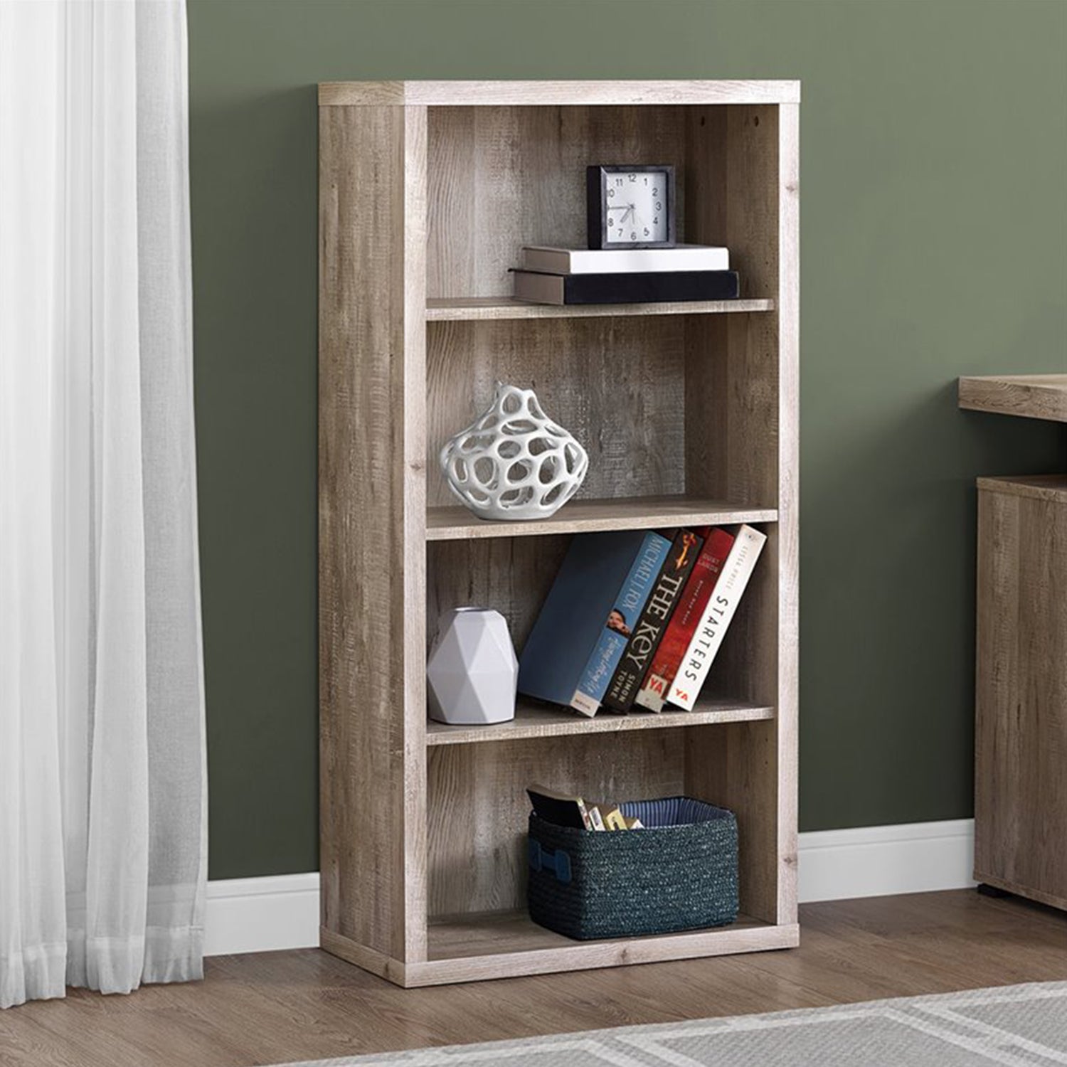 11.75" x 23.75" x 47.5" Taupe Particle Board Adjustable Shelves  Bookshelf